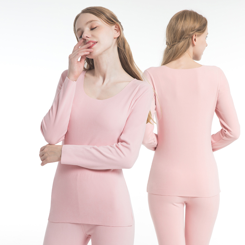 Women German Fleece Seamless Crew Neck Thermal Set