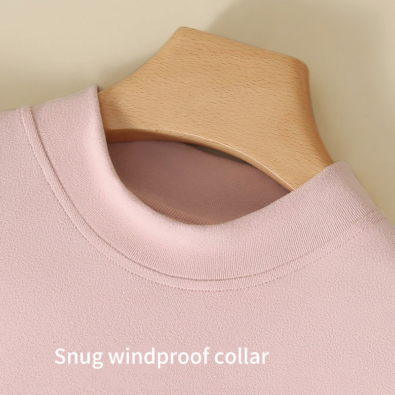 Women Ribbed Cotton German Fleece Mid-Neck Thermal Set