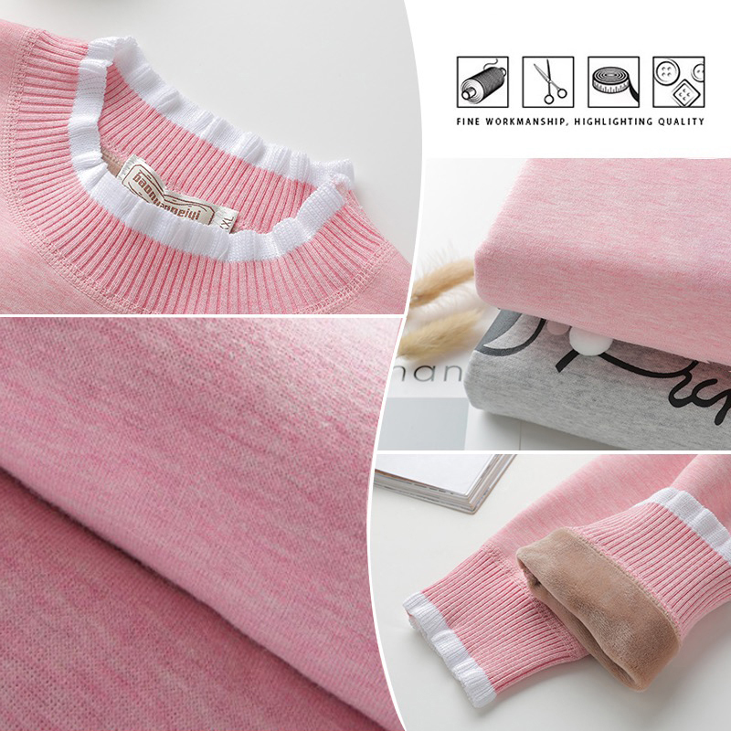 Women Lace Collar Thermal Set