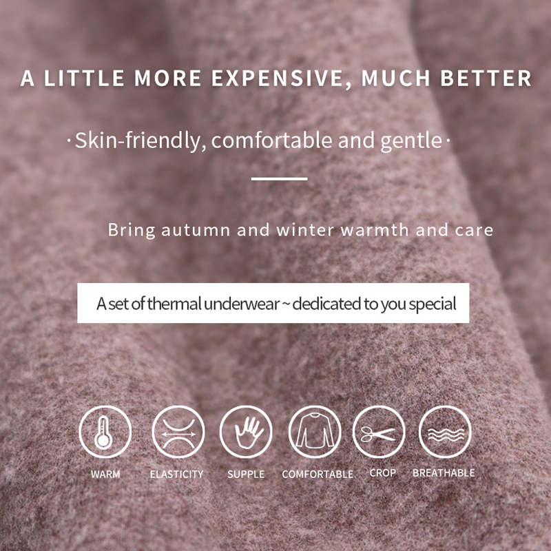 Camel Hair Crew/Mid-Neck Thermal Underwear Women Set