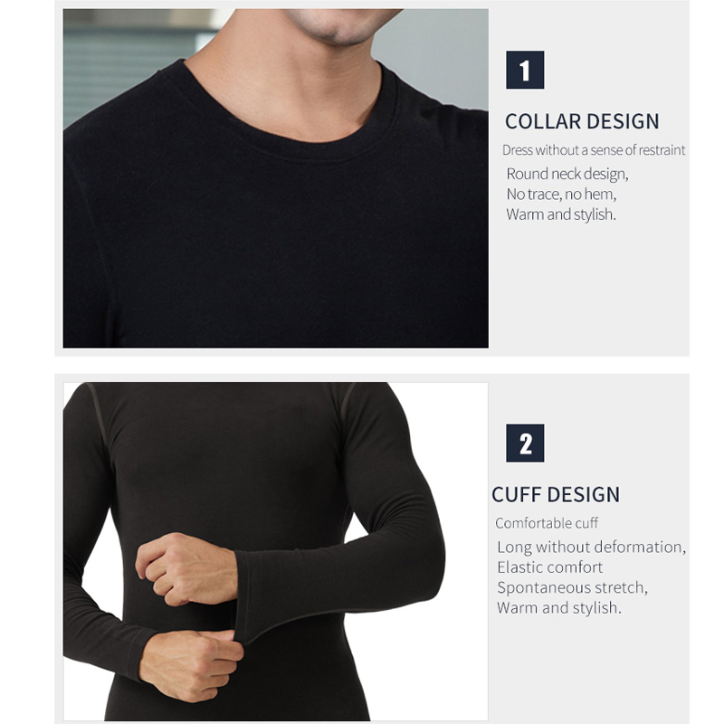 Crew Neck Patch Thermal Underwear Men Sets