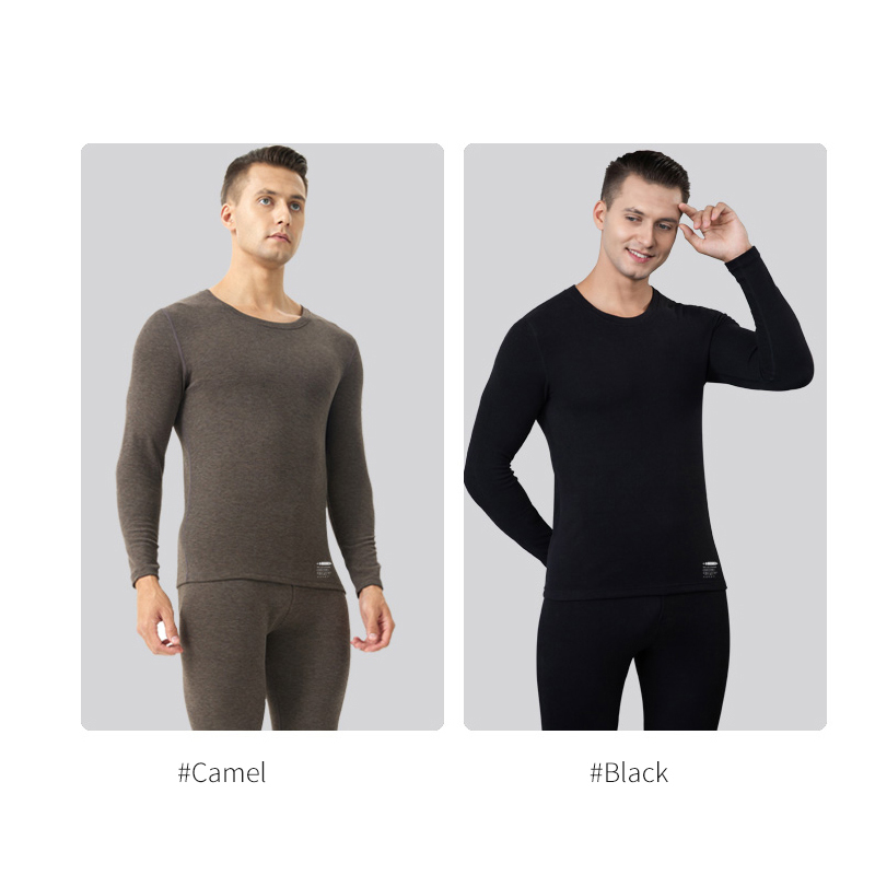 Crew Neck Patch Thermal Underwear Men Sets