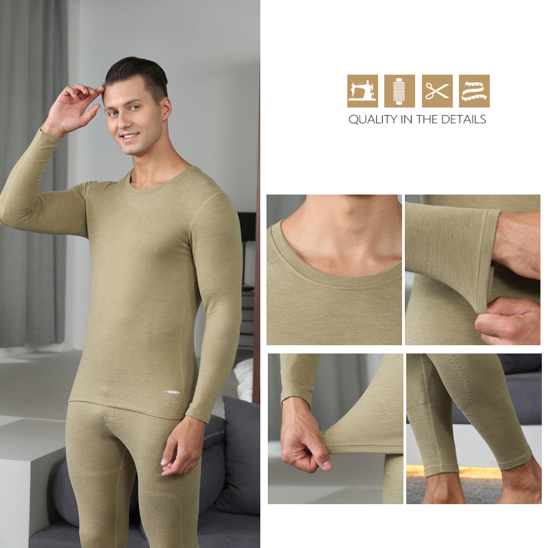 Middle Neck Patch Men Thermal Underwear Sets